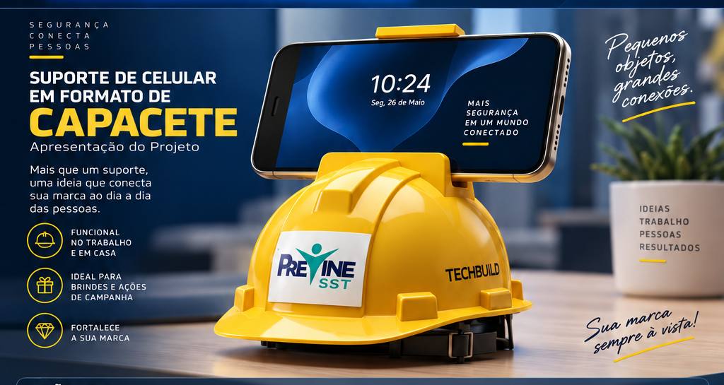 Apresentação principal do suporte de celular em formato de capacete