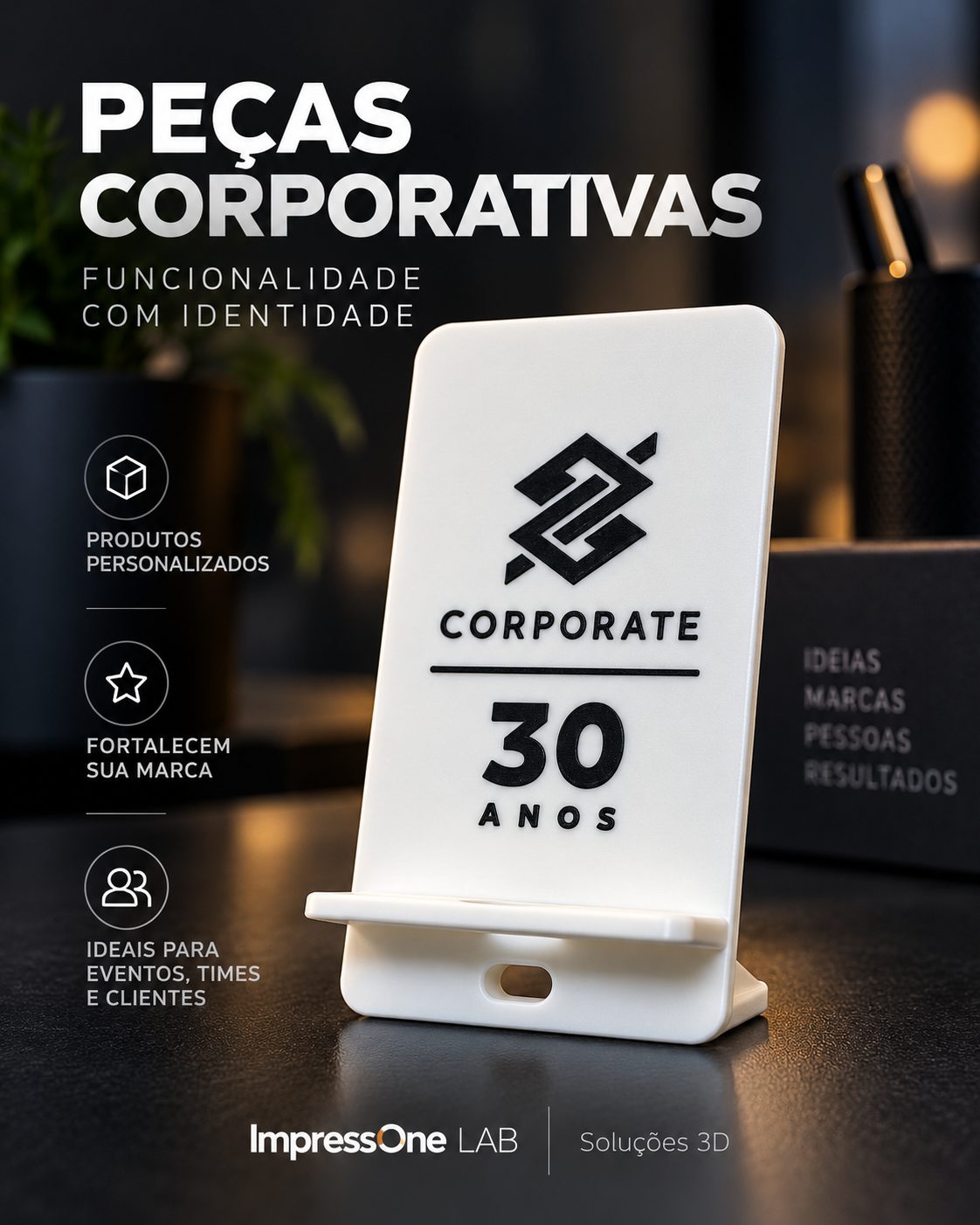Peça corporativa personalizada em impressão 3D