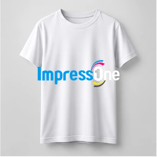 Camiseta branca com logotipo ImpressOne