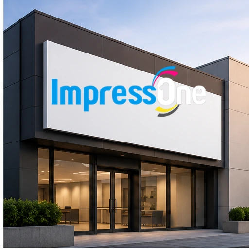 Fachada comercial com logotipo ImpressOne