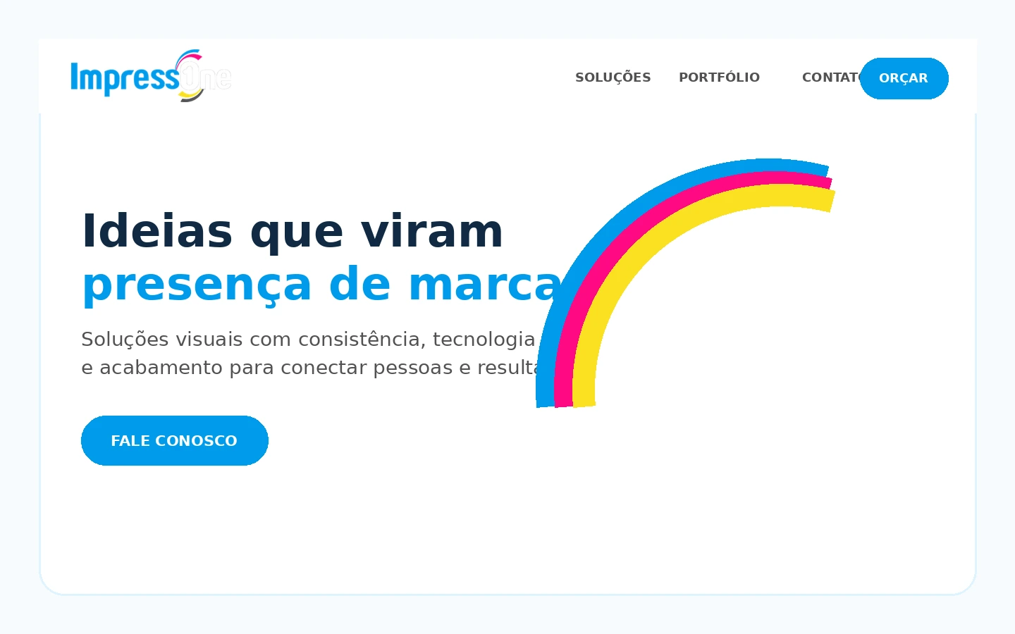 Exemplo de aplicação da identidade ImpressOne em website