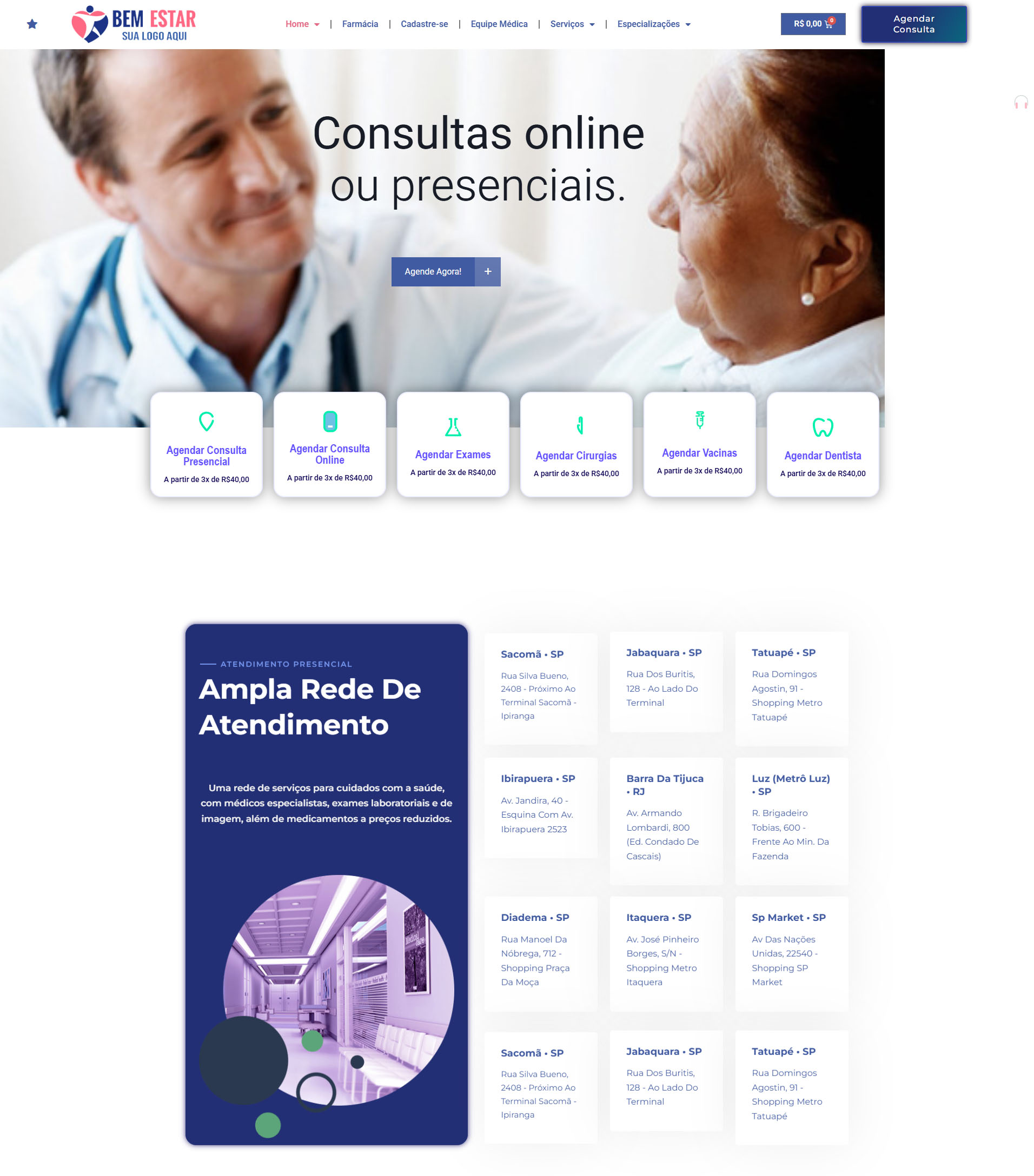 Plataforma Bem Estar - Clínica Digital com Agendamento Online e Captação de Pacientes